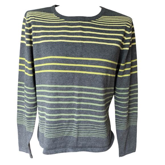 Talbots Sweater Women's Size Petite Large Gray Striped Lightweight Long Sleeve - Picture 1 of 6